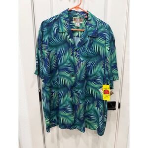 Kalaheo Mens‎ XL Aloha Shirt Button Down Palm Leaf Print Made in Hawaii USA